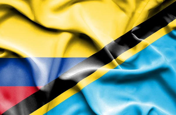 タンザニア ・ コロンビアの旗を振っています。 — ストック写真