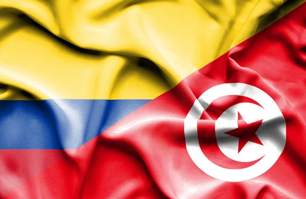 Drapeau de la Tunisie et de la Colombie — Photo