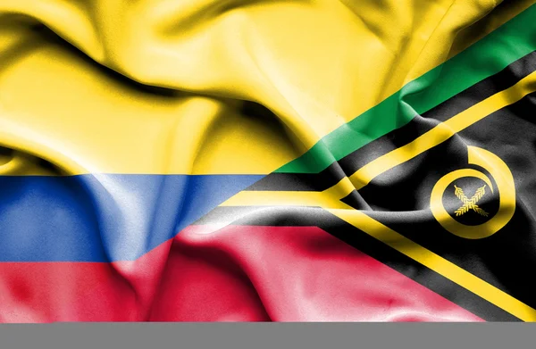 Bandera ondeante de Vanuatu y Columbia — Foto de Stock