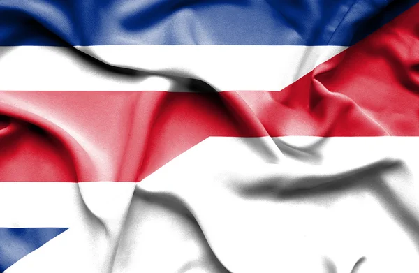 Flagge von Indonesien und Costa Rica schwenkend — Stockfoto