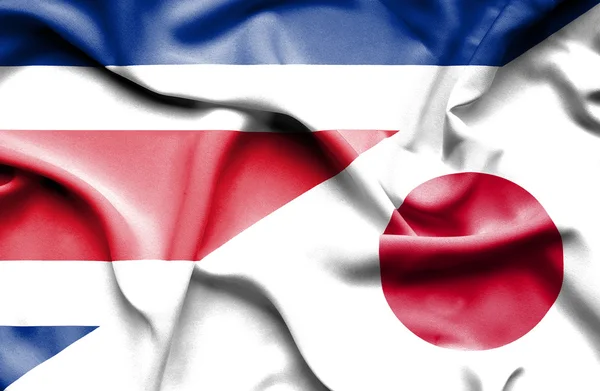 Sventolando bandiera del Giappone e Costa Rica — Foto Stock
