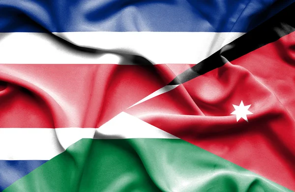 Viftande flagga Jordan och Costa Rica — Stockfoto