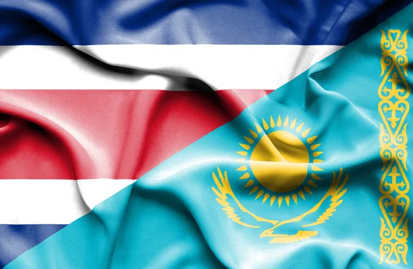Bandeira acenando do Cazaquistão e Costa Rica — Fotografia de Stock