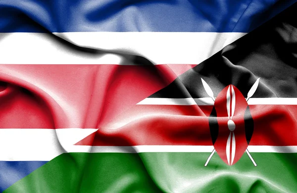 Waving flag of Kenya and Costa Rica — Stock Photo, Image