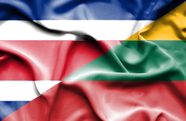 리투아니아와 코스타리카의 깃발을 흔들며 — 스톡 사진
