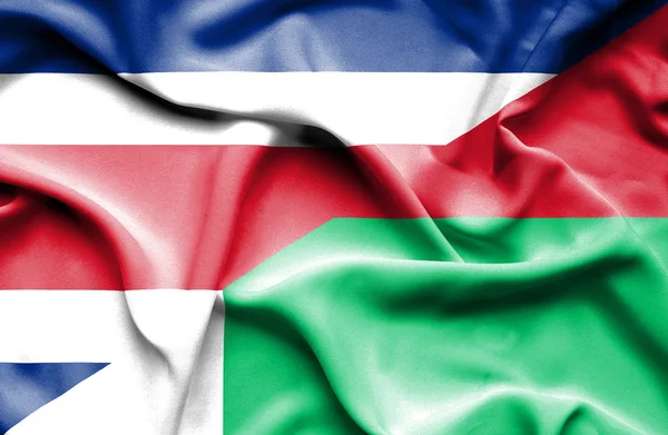 Bandera ondeante de Madagascar y Costa Rica — Foto de Stock