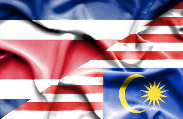Bandiera sventolante di Malesia e Costa Rica — Foto Stock