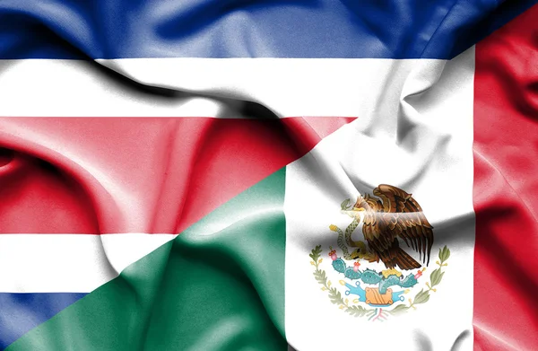 Bandera ondeante de México y Costa Rica —  Fotos de Stock