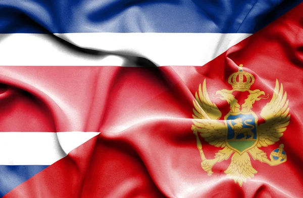 Wapperende vlag van Montenegro en Costa Rica — Stockfoto