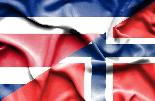 Bandera ondeante de Noruega y Costa Rica —  Fotos de Stock