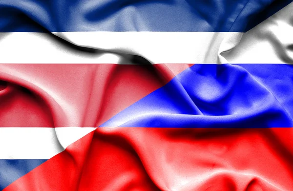 Κουνώντας τη σημαία της Ρωσίας και της Κόστα Ρίκα — Φωτογραφία Αρχείου