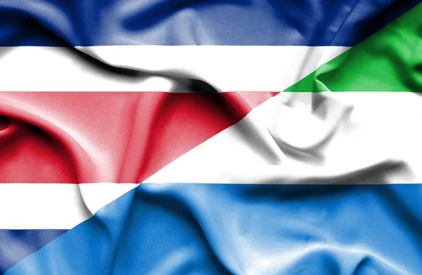 Flagge von Sierra Leone und Costa Rica geschwenkt — Stockfoto