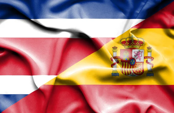 Machać flaga Hiszpania i Costa Rica — Zdjęcie stockowe