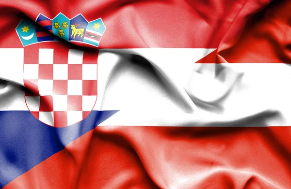 Waving flag of Austria and Croatia — Stock Photo, Image