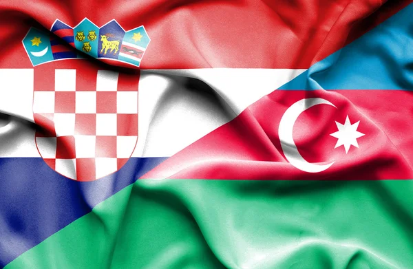 Wapperende vlag van Azerbajan en Kroatië — Stockfoto