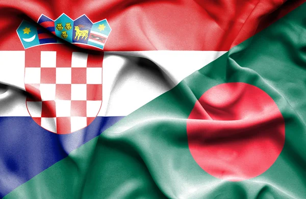 Waving flag of Bangladesh and Croatia — Stock Photo, Image