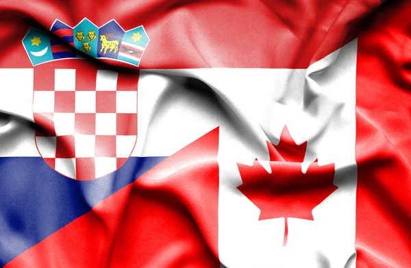 Wapperende vlag van Canada en Kroatië — Stockfoto