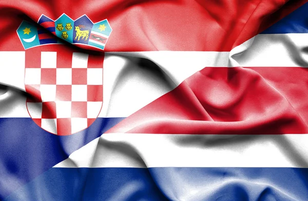 Waving flag of Costa Rica and Croatia — Stock Photo, Image