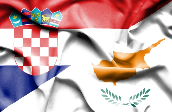 Bandera ondeante de Chipre y Croacia —  Fotos de Stock