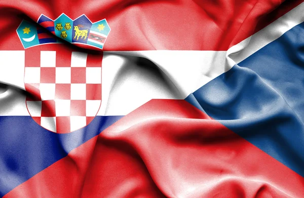 Zwaaien vlag van Tsjechië en Kroatië — Stockfoto