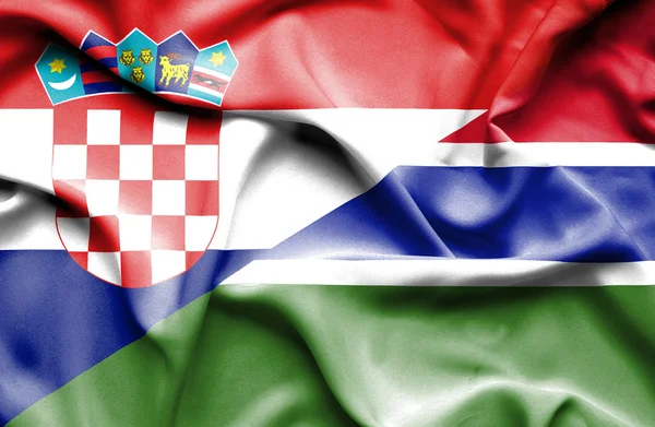 Wapperende vlag van Gambia en Kroatië — Stockfoto