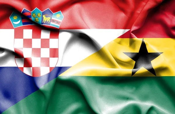 Wapperende vlag van Ghana en Kroatië — Stockfoto