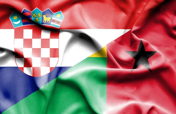 Waving flag of Guinea Bissau and Croatia — Stock Photo, Image