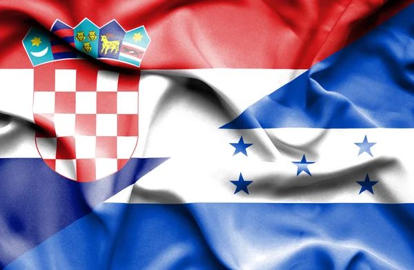 Honduras ve Hırvatistan bayrağı sallayarak — Stok fotoğraf