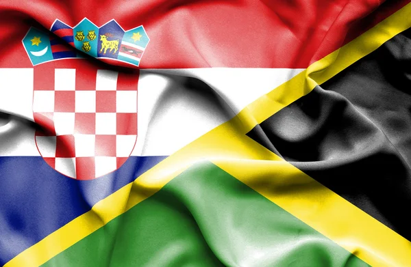 Wapperende vlag van Jamaica en Kroatië — Stockfoto