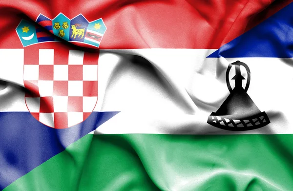 Flagge schwenkend von lesotho croatia — Stockfoto