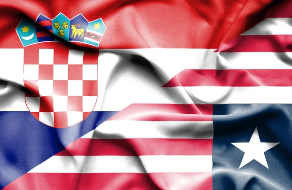 Liberya ve Hırvatistan bayrağı sallayarak — Stok fotoğraf