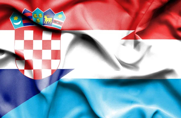 Bandera ondeante de Luxemburgo y Croacia —  Fotos de Stock