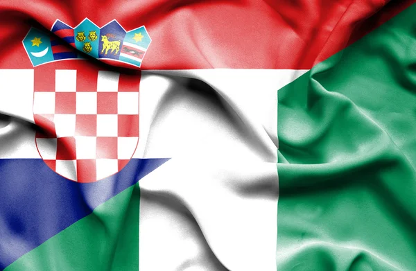 Flagge Nigerias und Kroatiens schwenken — Stockfoto