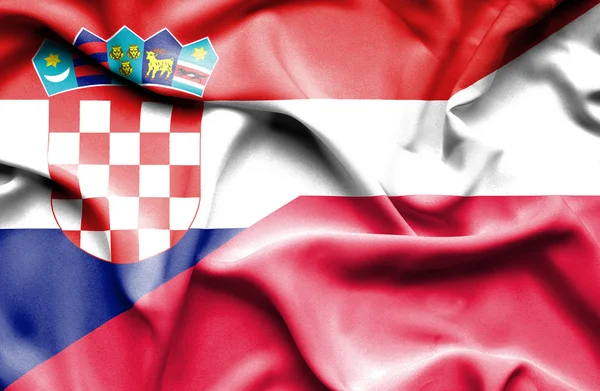 Waving flag of Poland and Croatia — Stock Photo, Image