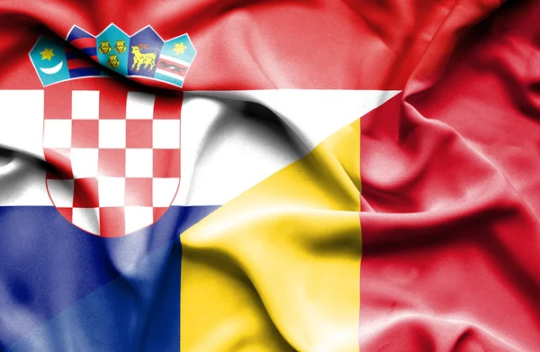 Drapeau de la Roumanie et de la Croatie — Photo
