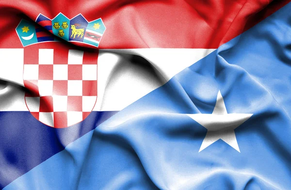 Waving flag of Somalia and Croatia — Stock Photo, Image