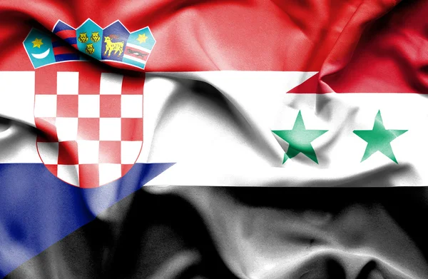 シリア、クロアチアの旗を振っています。 — ストック写真
