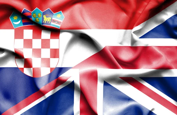 Veliahta Türkiye ve Hırvatistan bayrağı sallayarak — Stok fotoğraf