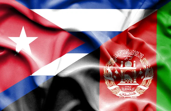 アフガニスタン、キューバの旗を振っています。 — ストック写真