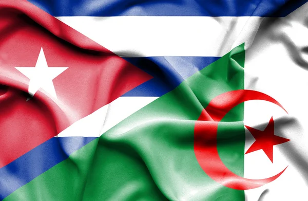 Bandera ondeante de Argelia y Cuba — Foto de Stock