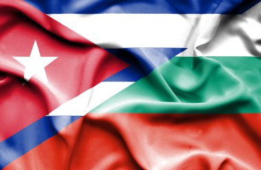 Bulgaristan ve Küba bayrağı sallayarak