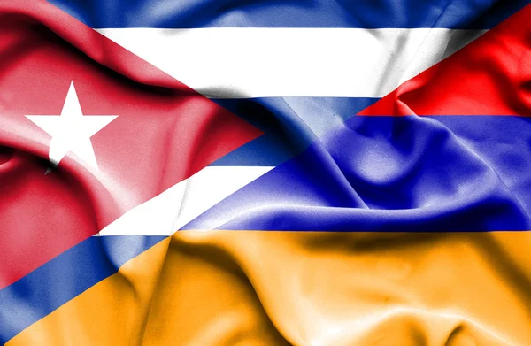 Waving flag of Armenia and Cuba — Stock Photo, Image