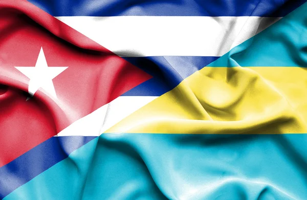 Vlající vlajka Baham a Kuba — Stock fotografie