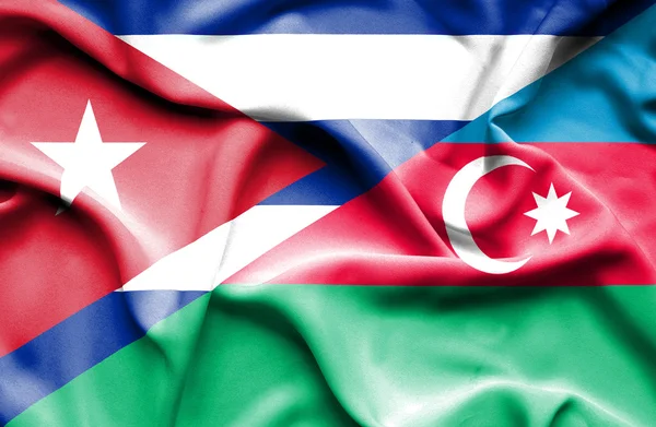 Waving flag of Azerbajan and Cuba — Stock Photo, Image