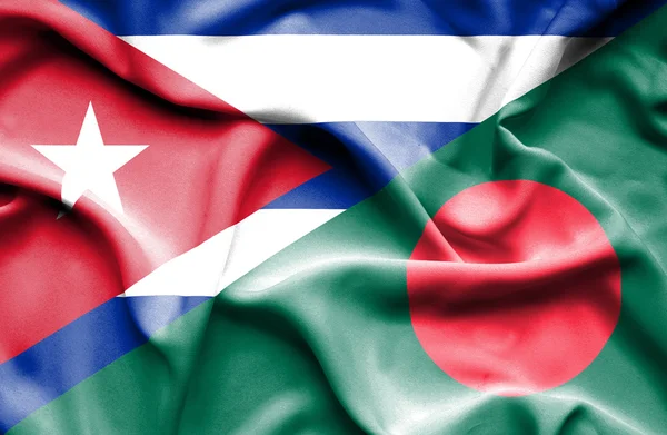 Bandera ondeante de Bangladesh y Cuba — Foto de Stock