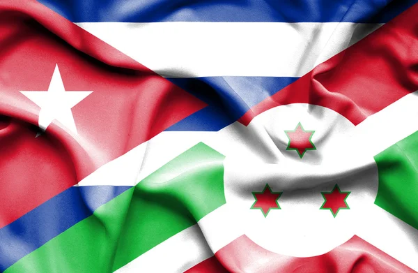 Vlající vlajka Burundi a Kuba — Stock fotografie