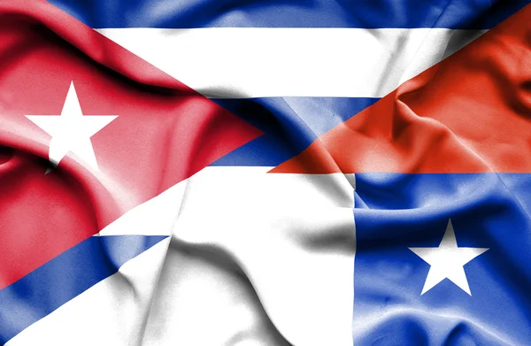 Chile och Kuba viftande flagga — Stockfoto