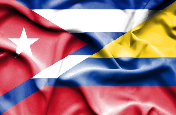 Waving flag of Columbia and Cuba — Stock Photo, Image