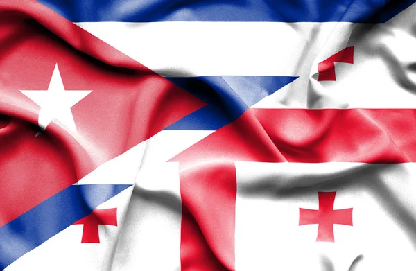 Bandera ondeante de Georgia y Cuba —  Fotos de Stock