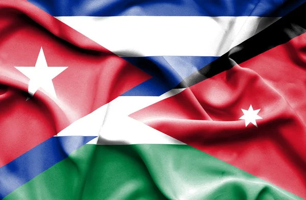 Drapeau de la Jordanie et de Cuba — Photo